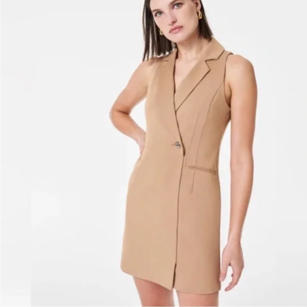 NWT Spanx Dress Ponte Vest Dress Mini Sleeveless in Toffee Tan